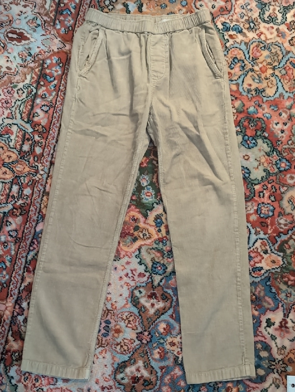 Outerknown Corduroy Elastic Waist Pants in Light Khaki